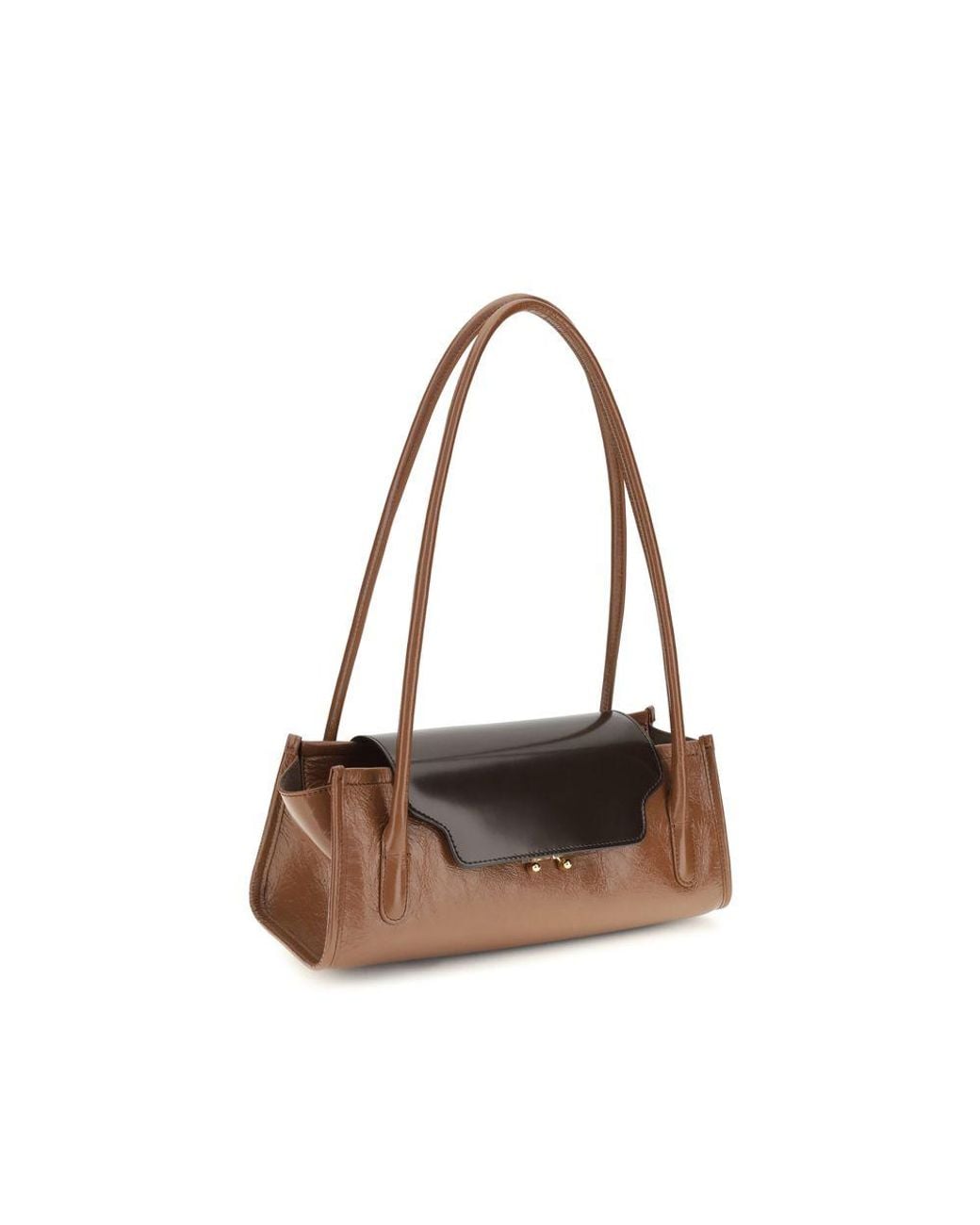 Marni Brown Calf Leather Bos Taurus Shoulder Bag