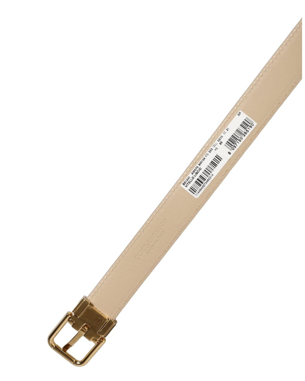 Dolce & Gabbana Natural Beige Leather Double Wrap Gold Buckle Belt