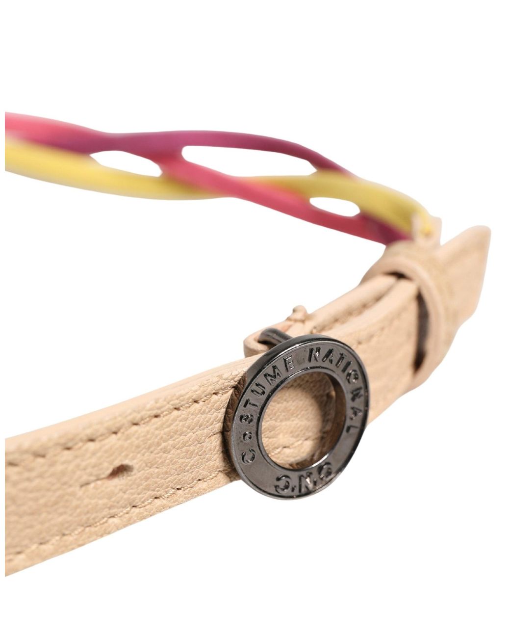 CoSTUME NATIONAL Multicolor Twisted Leather Circle Buckle Belt