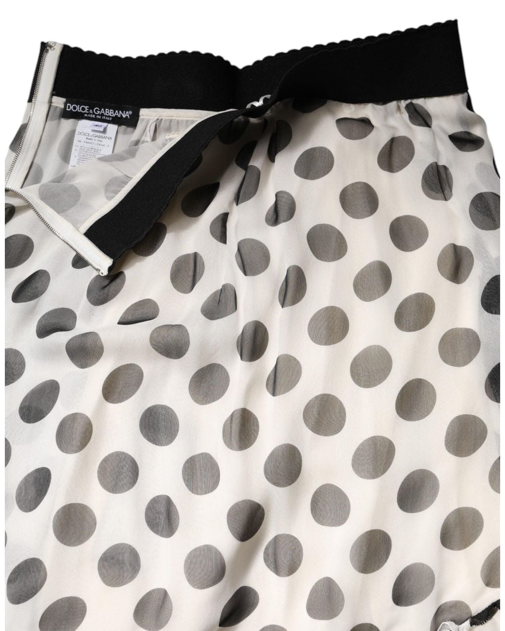 Dolce & Gabbana White Black Polka Dots Knee Length Skirt for men