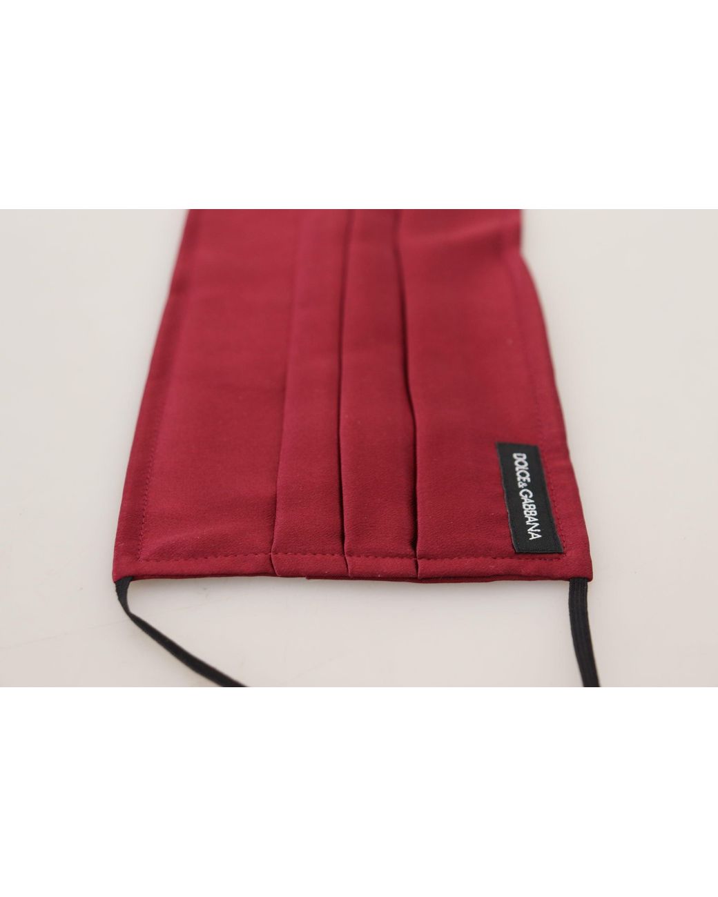 Dolce & Gabbana Red Silk Pleated Elastic Ear Strap Face Mask