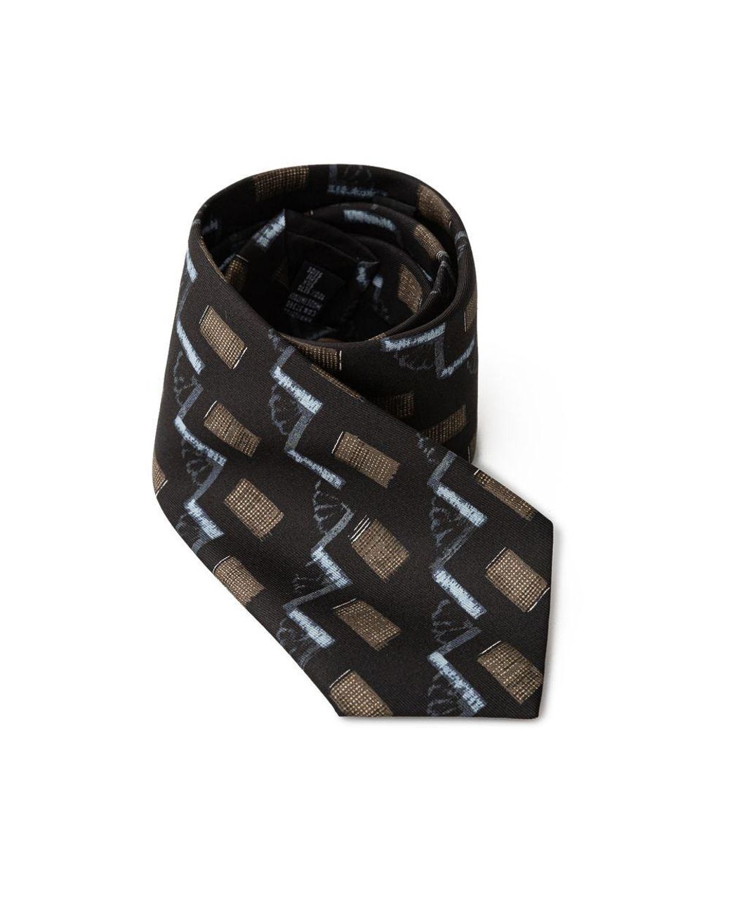 Giorgio Armani Black Geometric Pattern Silk Necktie for men