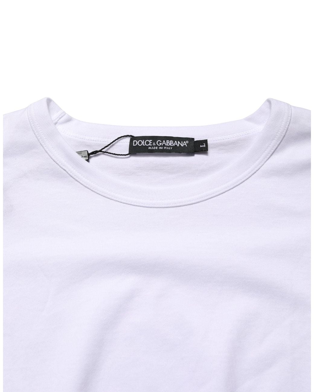 Dolce & Gabbana White Cotton Short Sleeves Crew Neck T for men