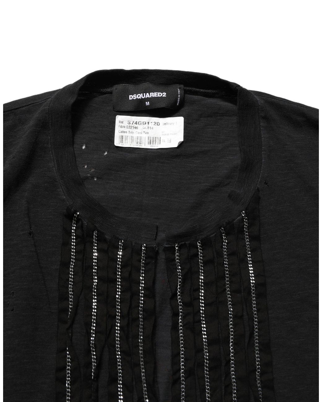 DSquared² Black Chain Embellished Cotton Short Sleeve T