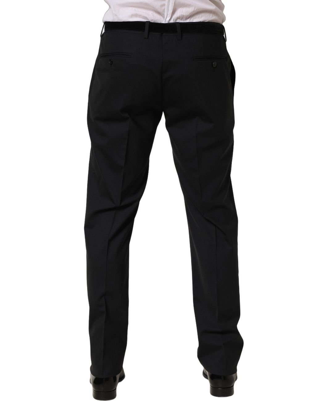 Dolce & Gabbana Black Wool Tapered Leg Dress Trouser Pants Virgin Elastane for men