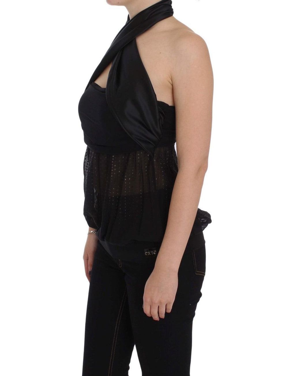 Exte Neck Wrap Top Black Sig30856