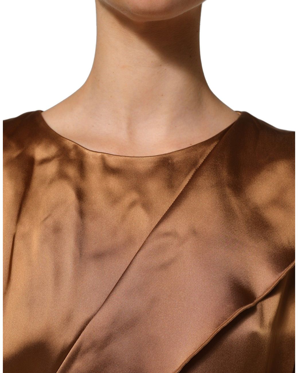 Emporio Armani Brown Satin Acetate Wrap Sheath Mini Belted Dress