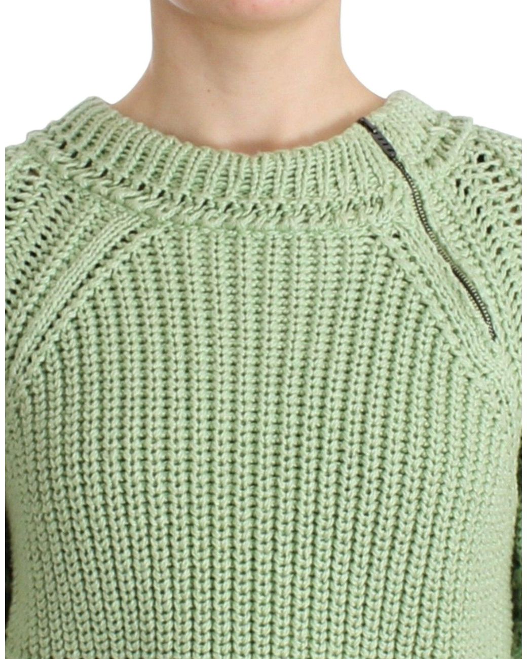 Ermanno Scervino Green Chic Cropped Cotton Sweater