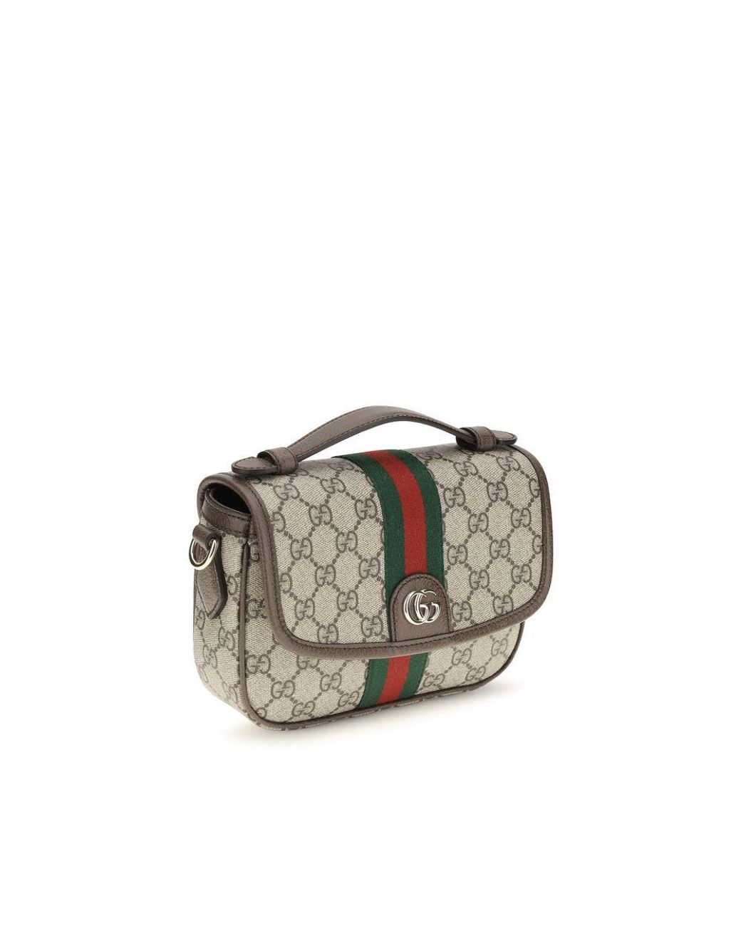 Gucci Gray Handbag Small Ophidia Gg Canvas Fabric Handbags