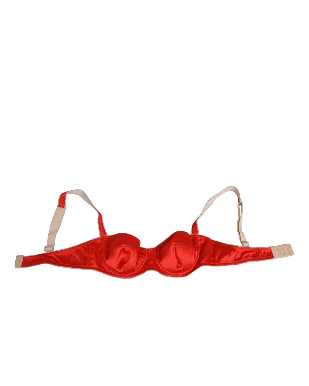 Dolce & Gabbana Red Silk Satin Underwire Bra Semi-Pad Underwear Elastane Clothing