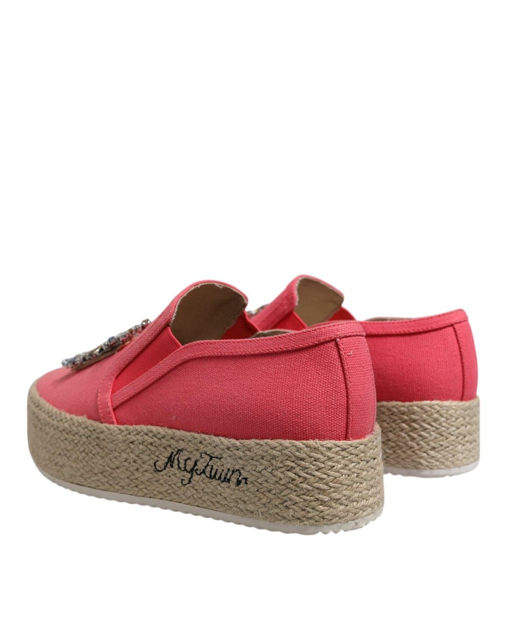 Twinset Red Pink Canvas Crystal Embellished Slip On Shoes for men