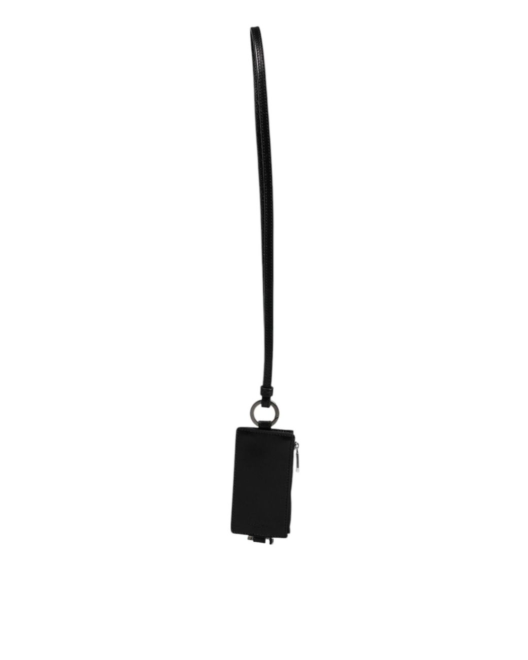 Dolce & Gabbana Black Horse Leather Lanyard Logo Card Holder Wallet for men