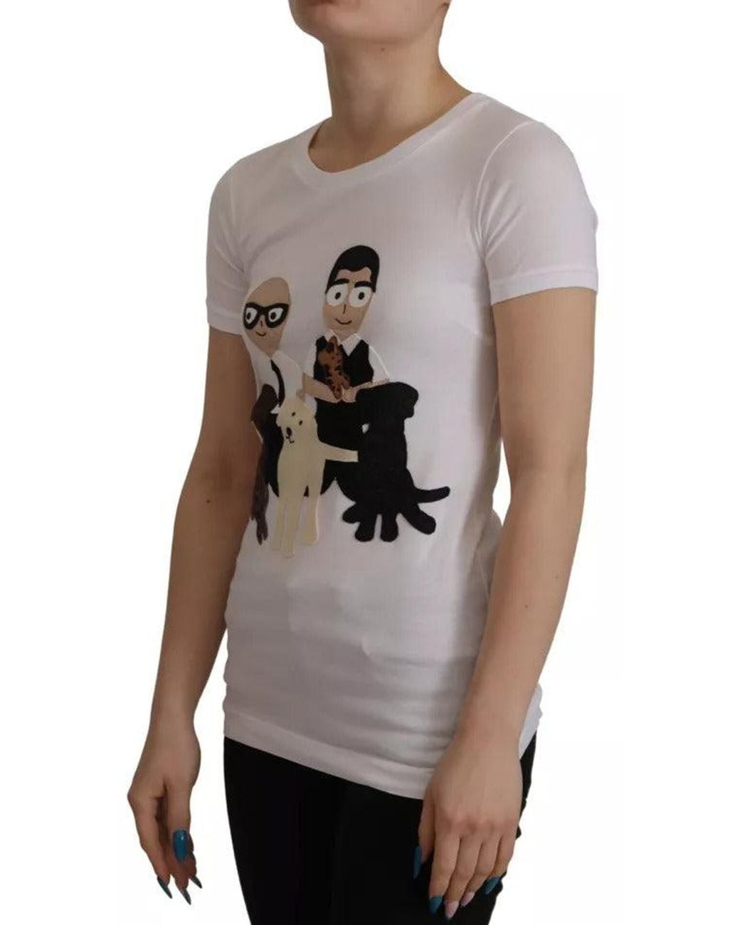 Dolce & Gabbana Gray #Dgfamily Patch Top Cotton T-Shirt