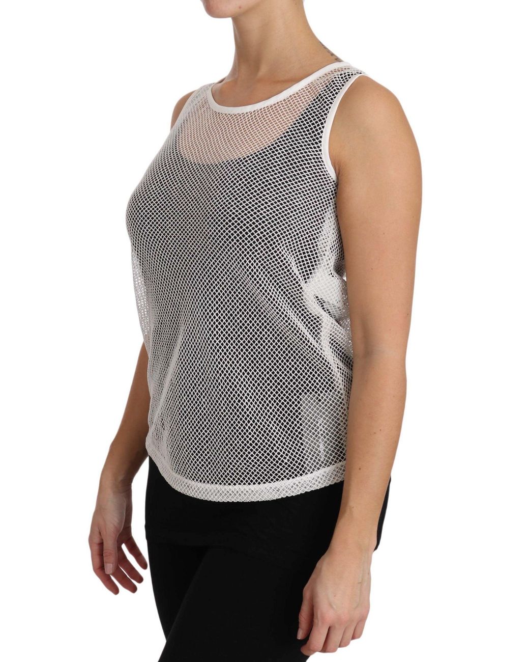 Dolce & Gabbana Gray Net Transparent Sleeveless Tank Top