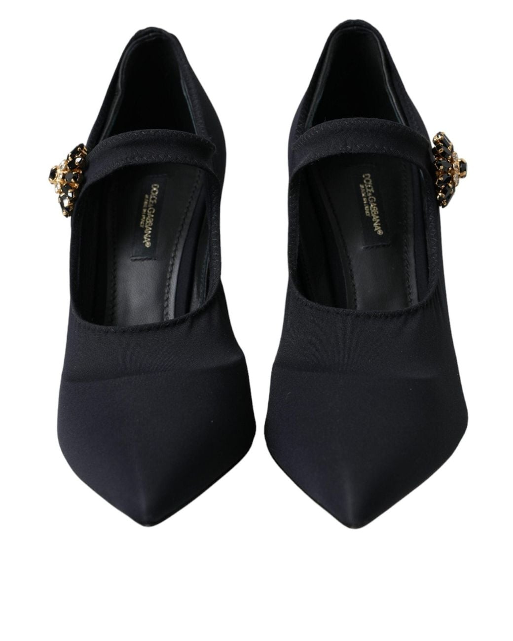 Dolce & Gabbana Blue Mary Jane Jersey Crystal Pumps Shoes