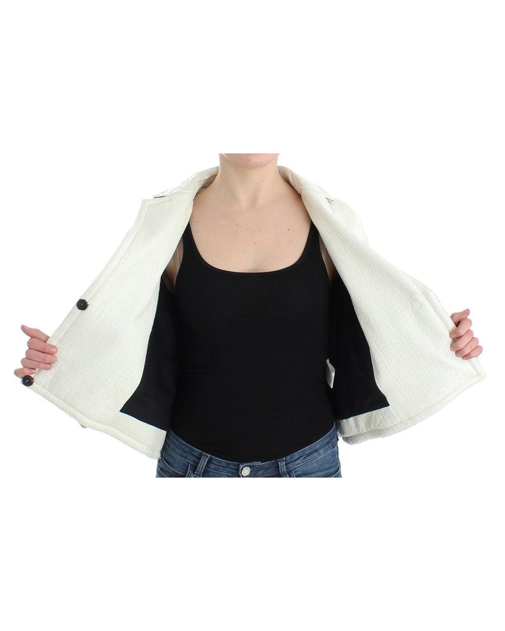 Andrea Pompilio White Cropped Leather Jacket