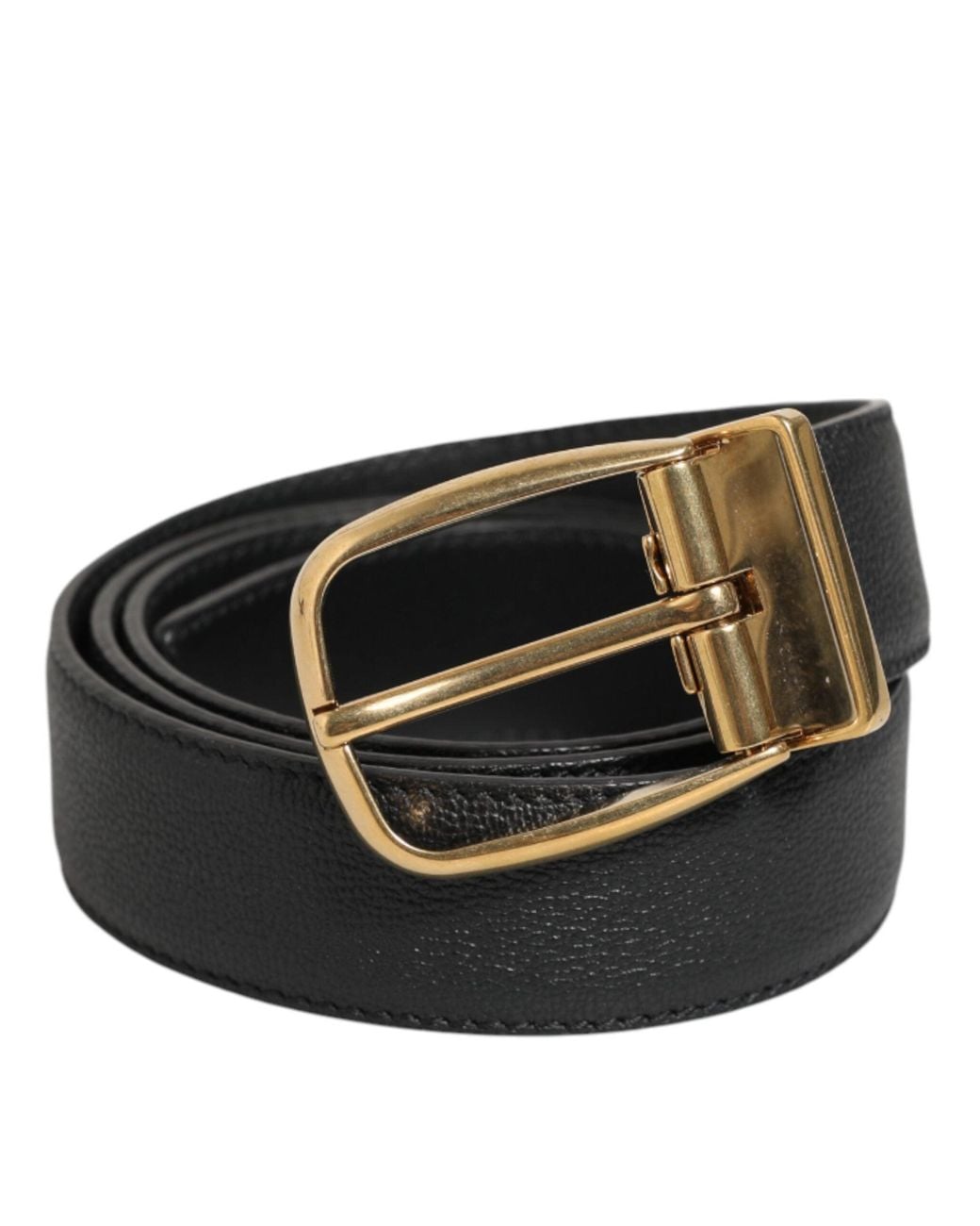 Dolce & Gabbana Black Leather Belt Buckle for men