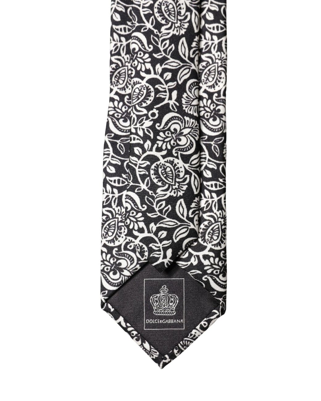 Dolce & Gabbana Black Floral Fantasy Silk Adjustable Neckmen's Tie for men