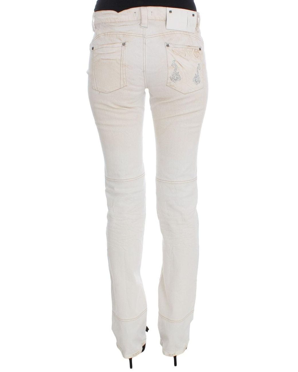 CoSTUME NATIONAL White Cotton Slim Fit Bootcut Jeans
