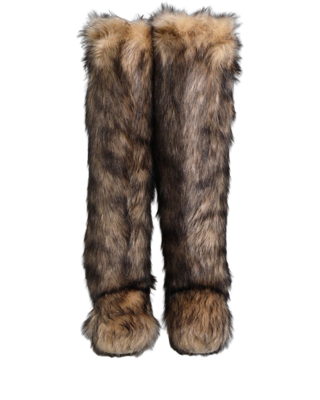 Dolce & Gabbana Brown Faux Skim Ski Fur Knee High Boots Shoes for men