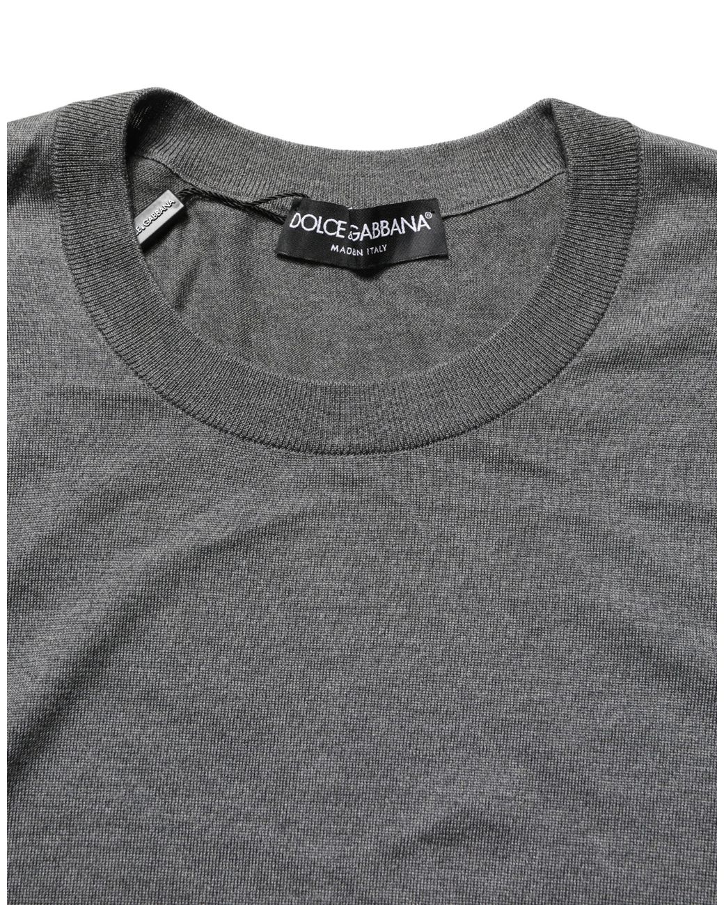 Dolce & Gabbana Gray Long Sleeves Crew Neck Pullover Sweater for men