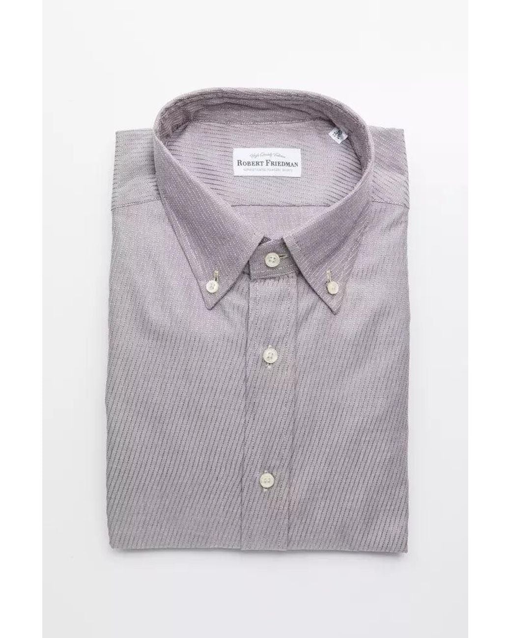Robert Friedman Gray Cotton Button Down Shirt for men