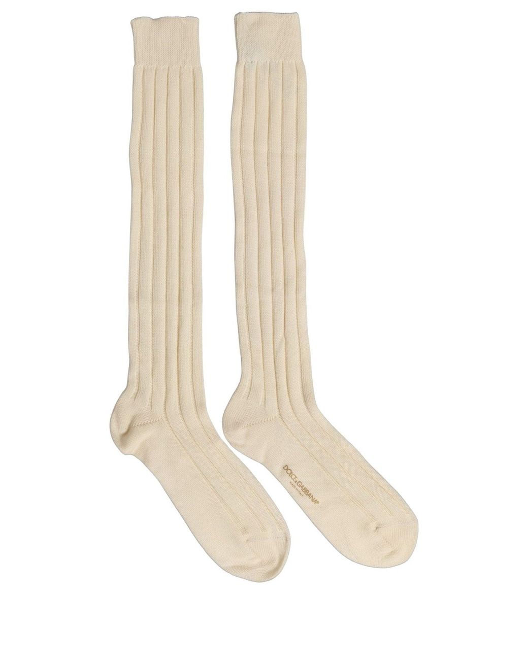 Dolce & Gabbana Natural Beige Wool Stretch Knee High Accessory Socks