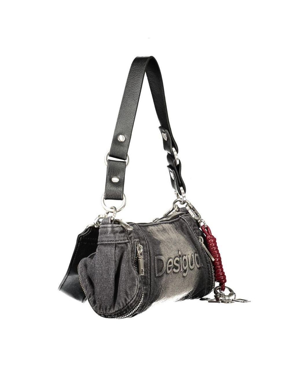 Desigual Gray Black Cotton S Bag