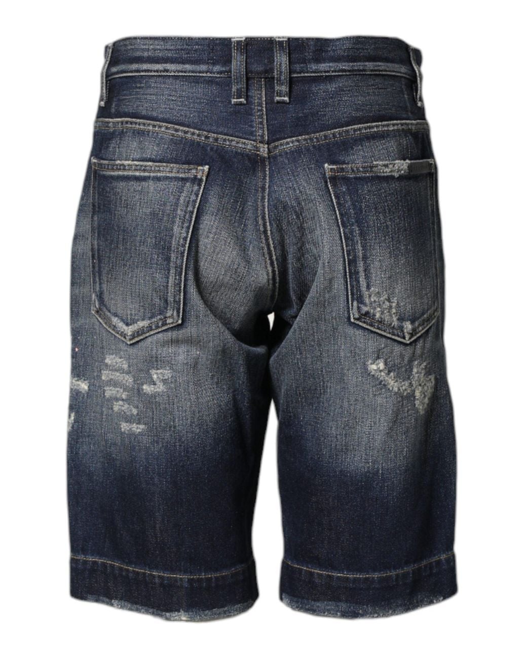 Dolce & Gabbana Gray Cotton Distressed Denim Bermuda Shorts for men