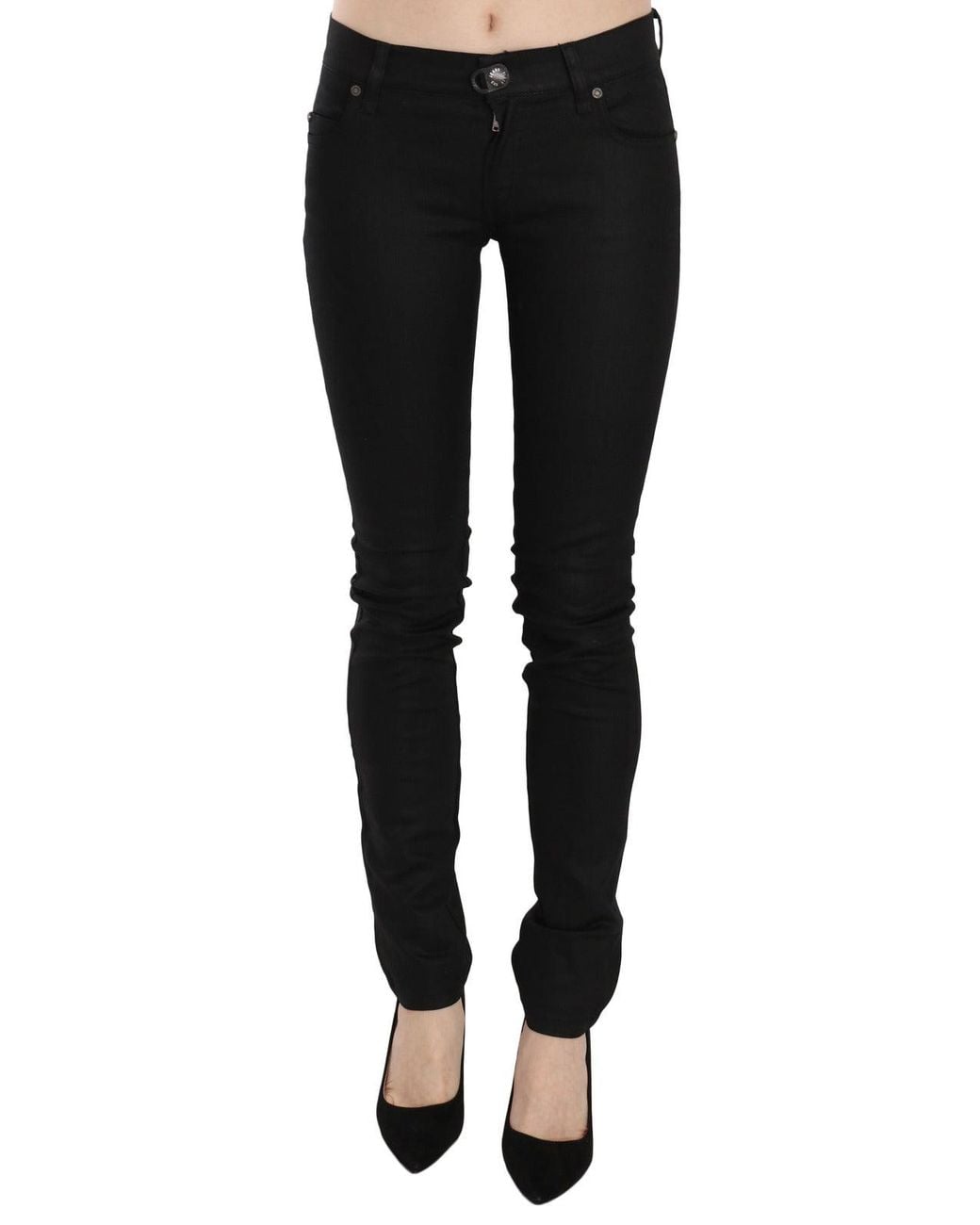 Plein Sud Cotton Black Mid Waist Skinny Denim Jeans