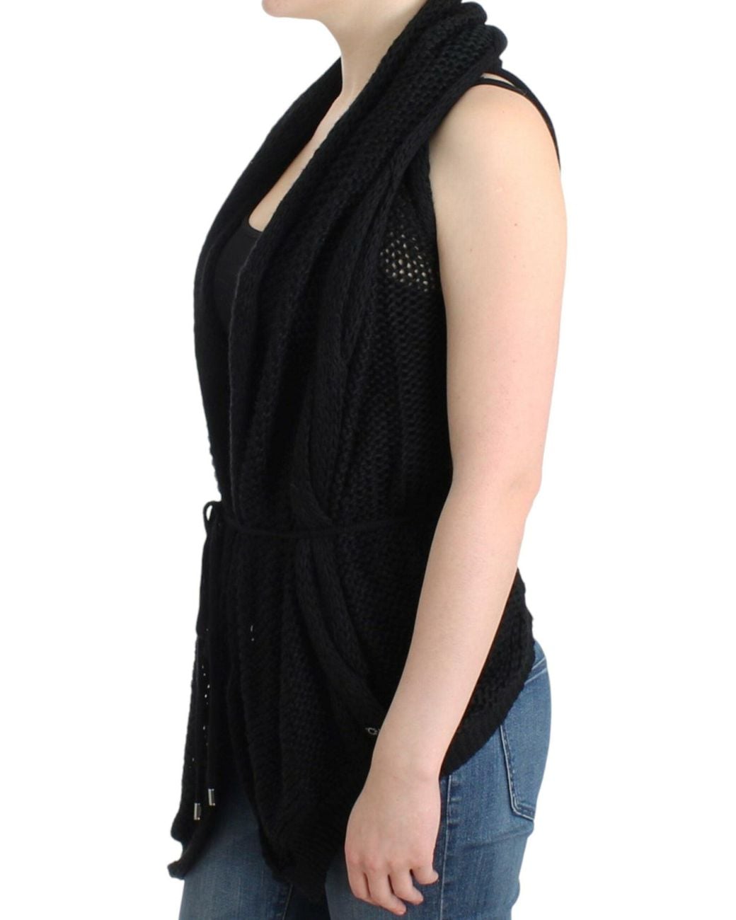 CoSTUME NATIONAL Black Chic Sleeveless Knitted Vest Cardigan
