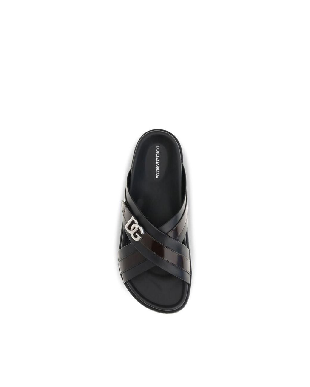 Dolce & Gabbana Black Calf Leather Bos Taurus Sandals for men