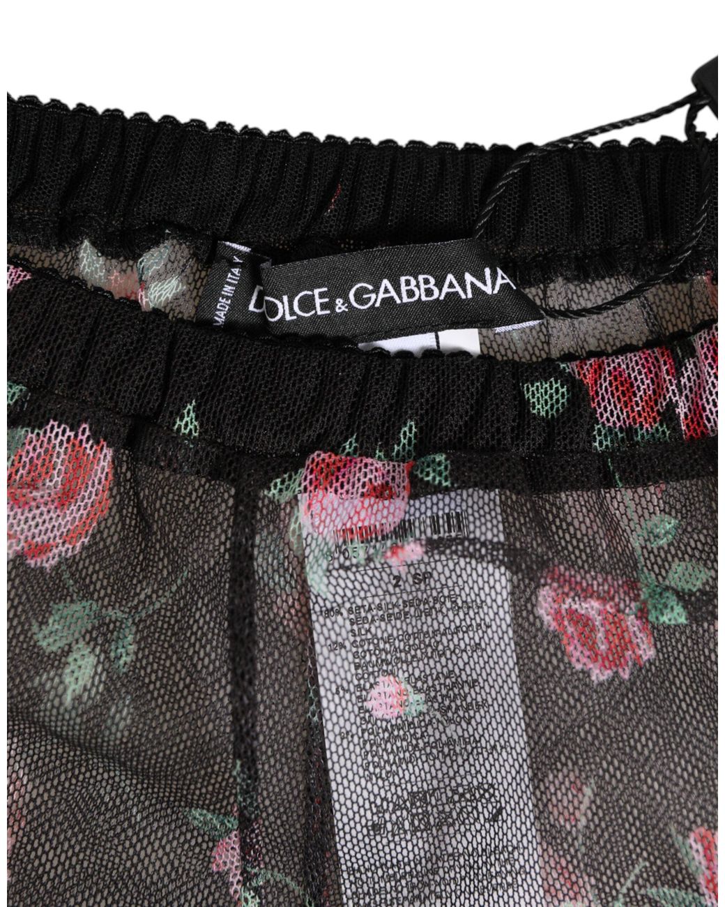 Dolce & Gabbana Black Floral Lace Mesh Lingeri Underwear Cotton Clothing