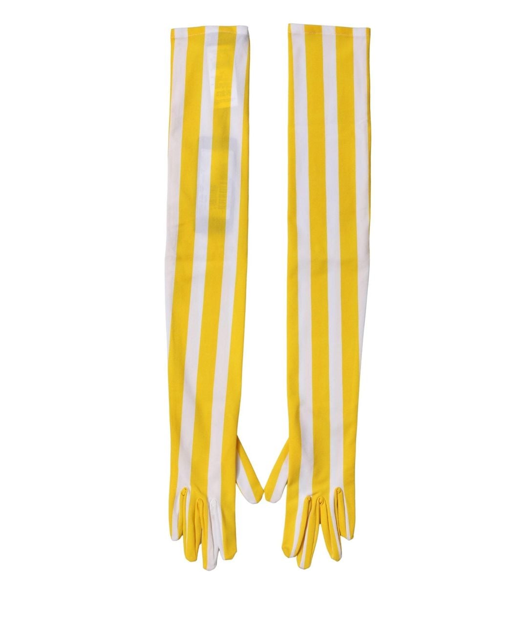 Dolce & Gabbana Metallic Stripes Nylon Elbow Length Gloves Elastane