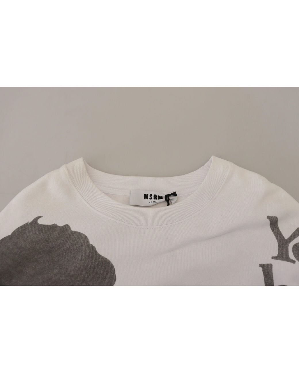 MSGM Gray Cotton Crewneck Pullover Sweatshirt Sweater for men