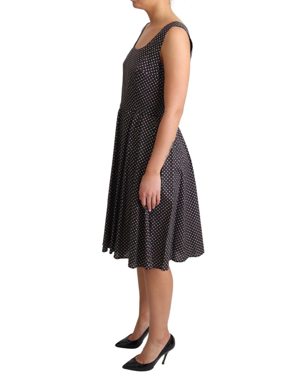Dolce & Gabbana Black Floral Cotton A-Line Stretch Dress