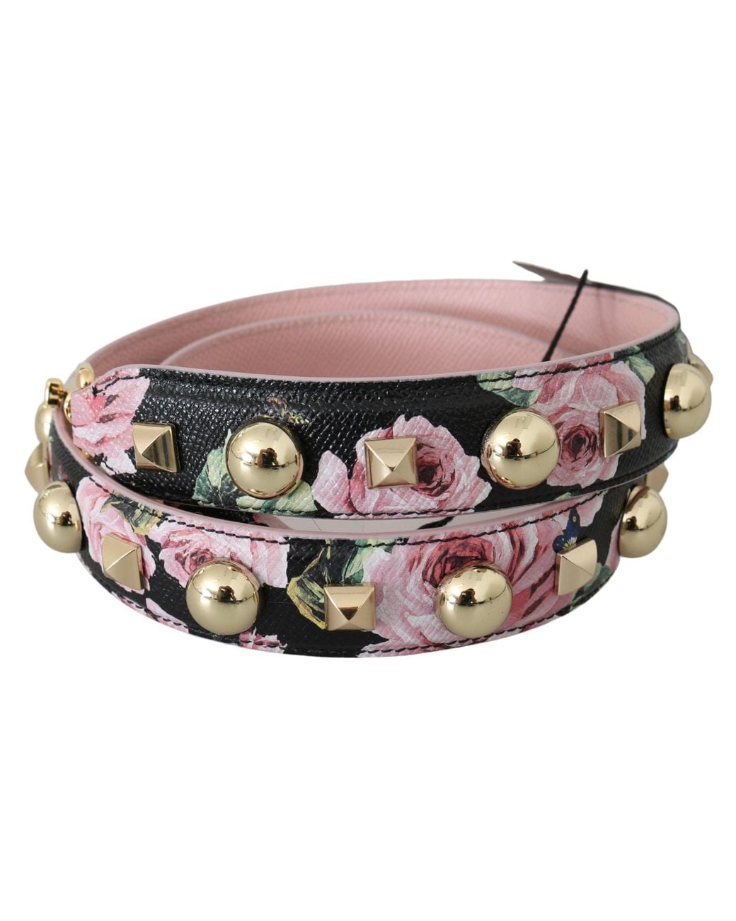 Dolce & Gabbana Black Elegant Floral Leather Shoulder Strap