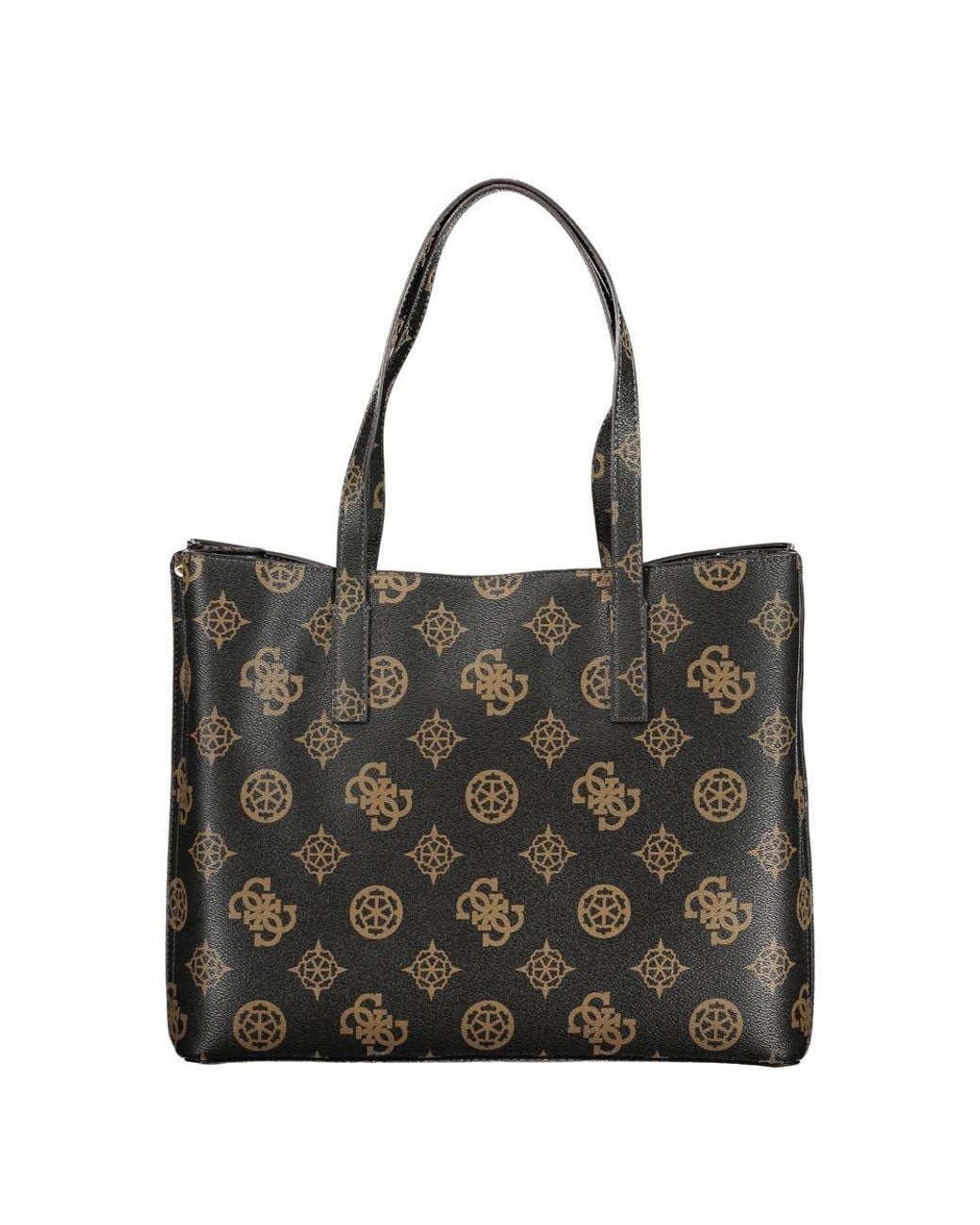 Guess Black Brown Polyurethane 's Bag With Dual Handles And Spacious Compartments