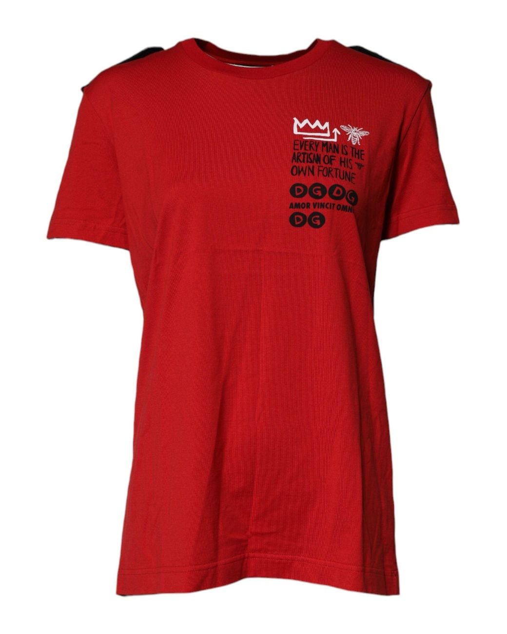 Dolce & Gabbana Red Cotton Graphic Print Crew Neck T for men