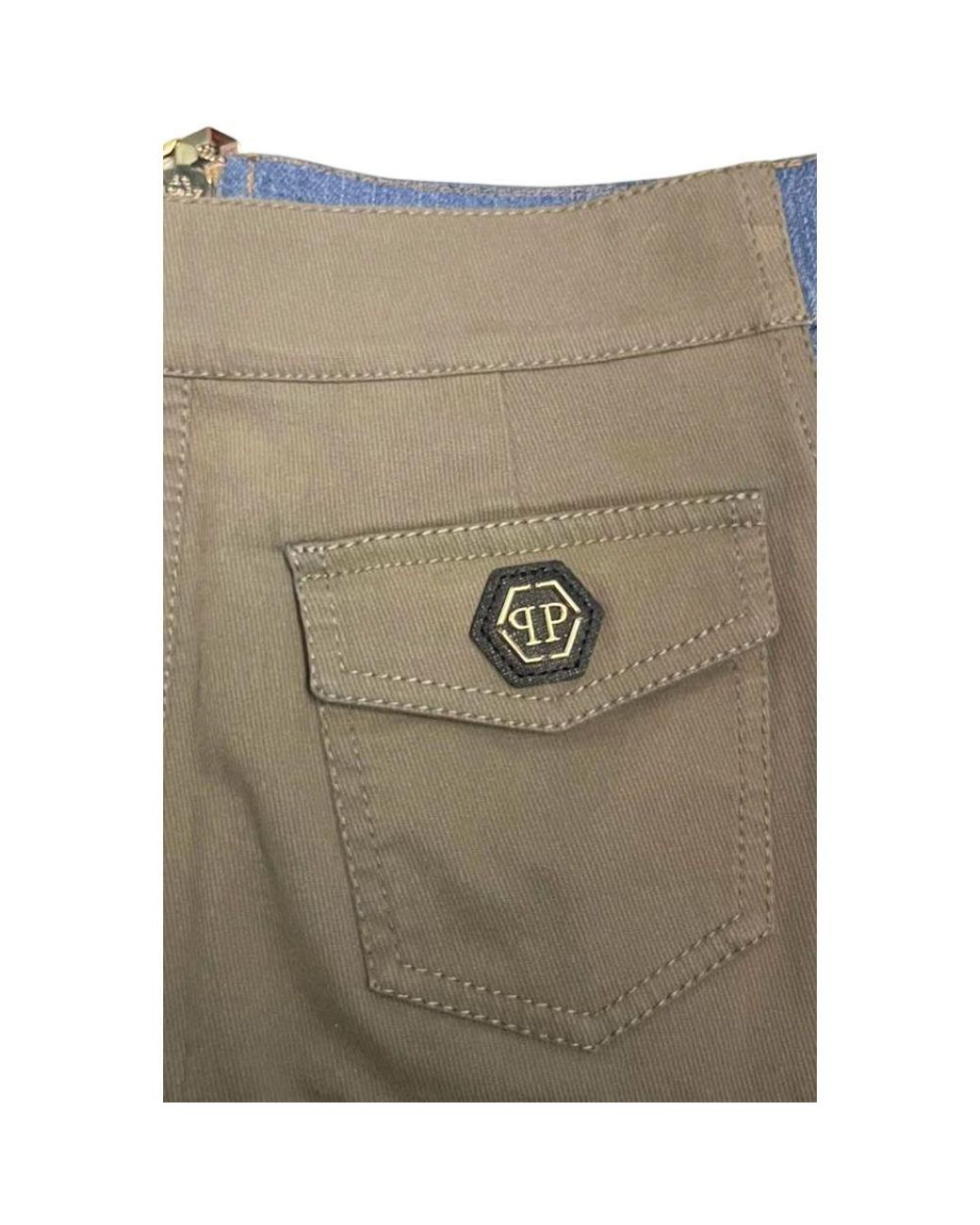 Philipp Plein Blue Cotton Skirt