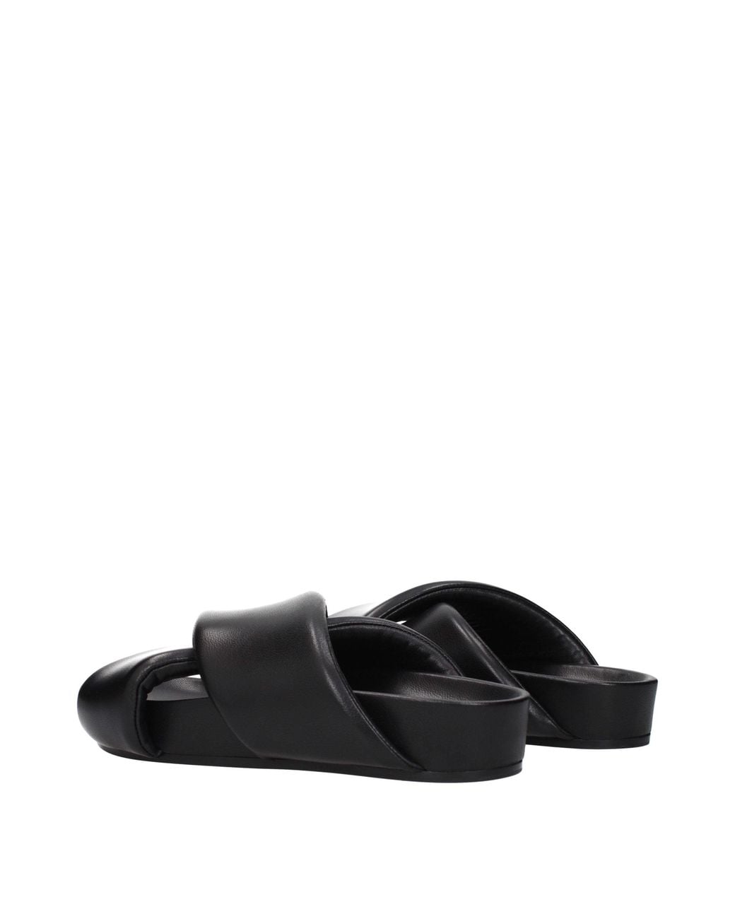 Jil Sander Black Leather Slippers for men