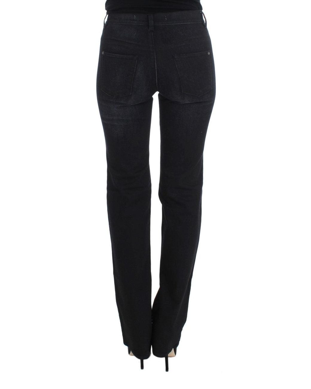 Ermanno Scervino Black Cotton Blend Slim Fit Bootcut Jeans