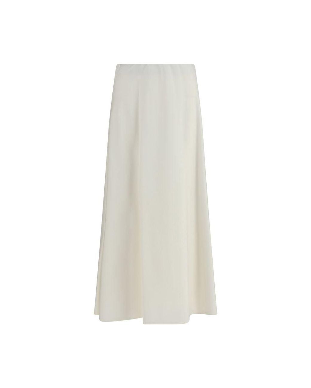 Brunello Cucinelli White Beige Wool Oves Aries Midi Skirt