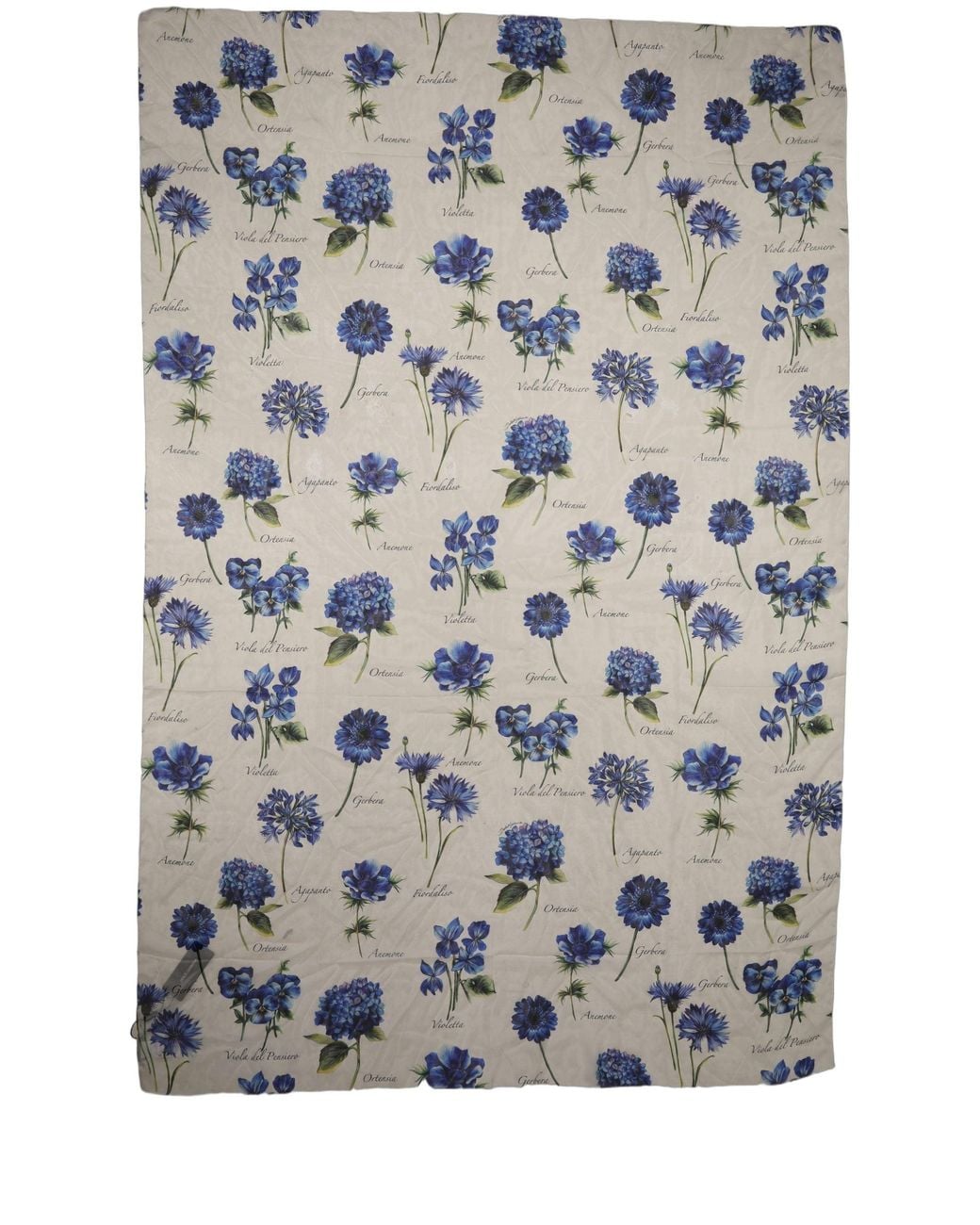 Dolce & Gabbana Blue White Silk Floral Chiffon Long Stole Scarf