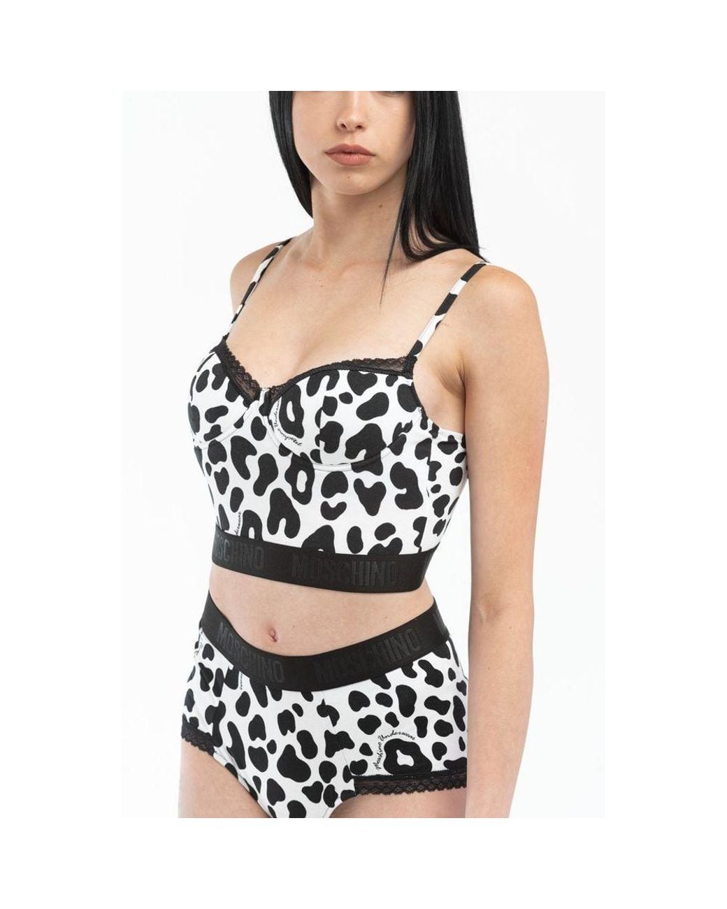 Moschino Black Moschino Animal-Print Modal Tank Top
