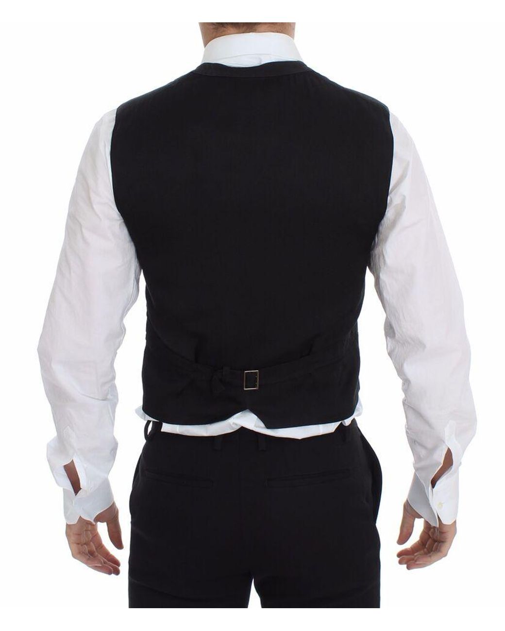 Dolce & Gabbana Blue Black Cotton Viscose Dress Vest Blazer for men
