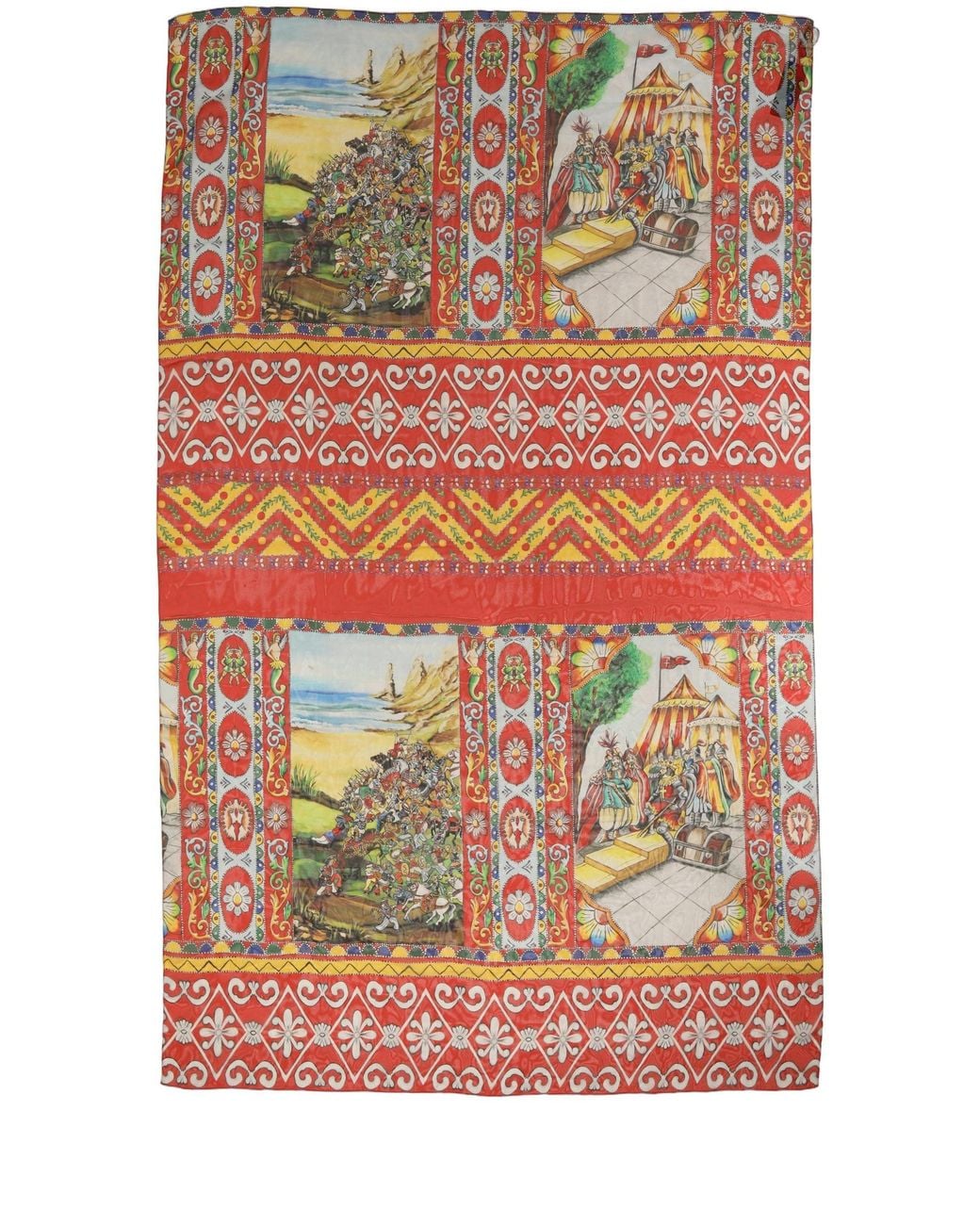 Dolce & Gabbana Red Multicolor Silk Printed Shawl Stole Scarf