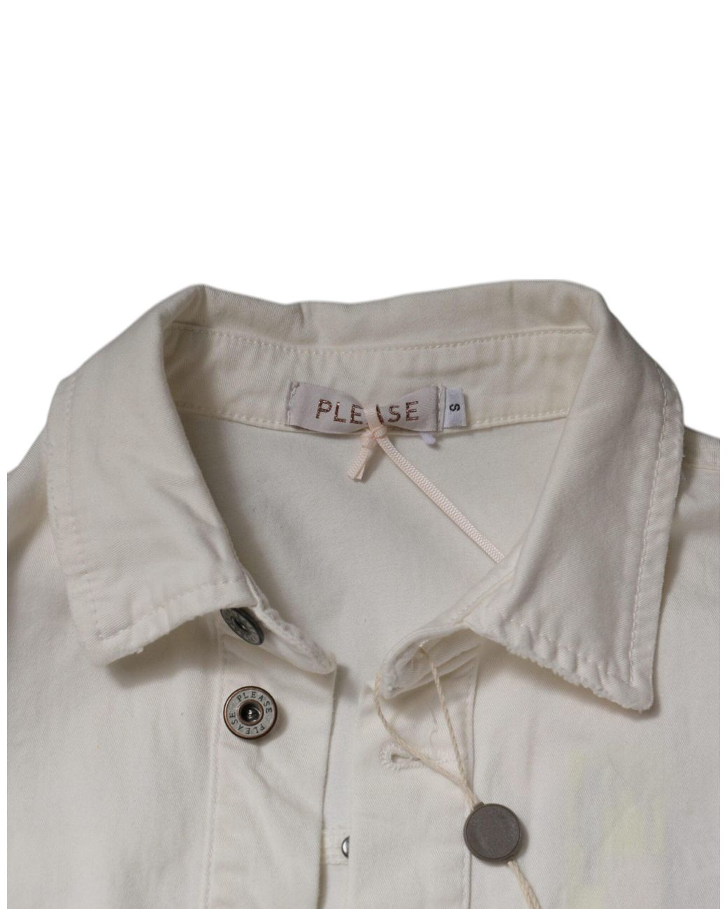 Please White Cotton Short Sleeves Button Down Romper Dress