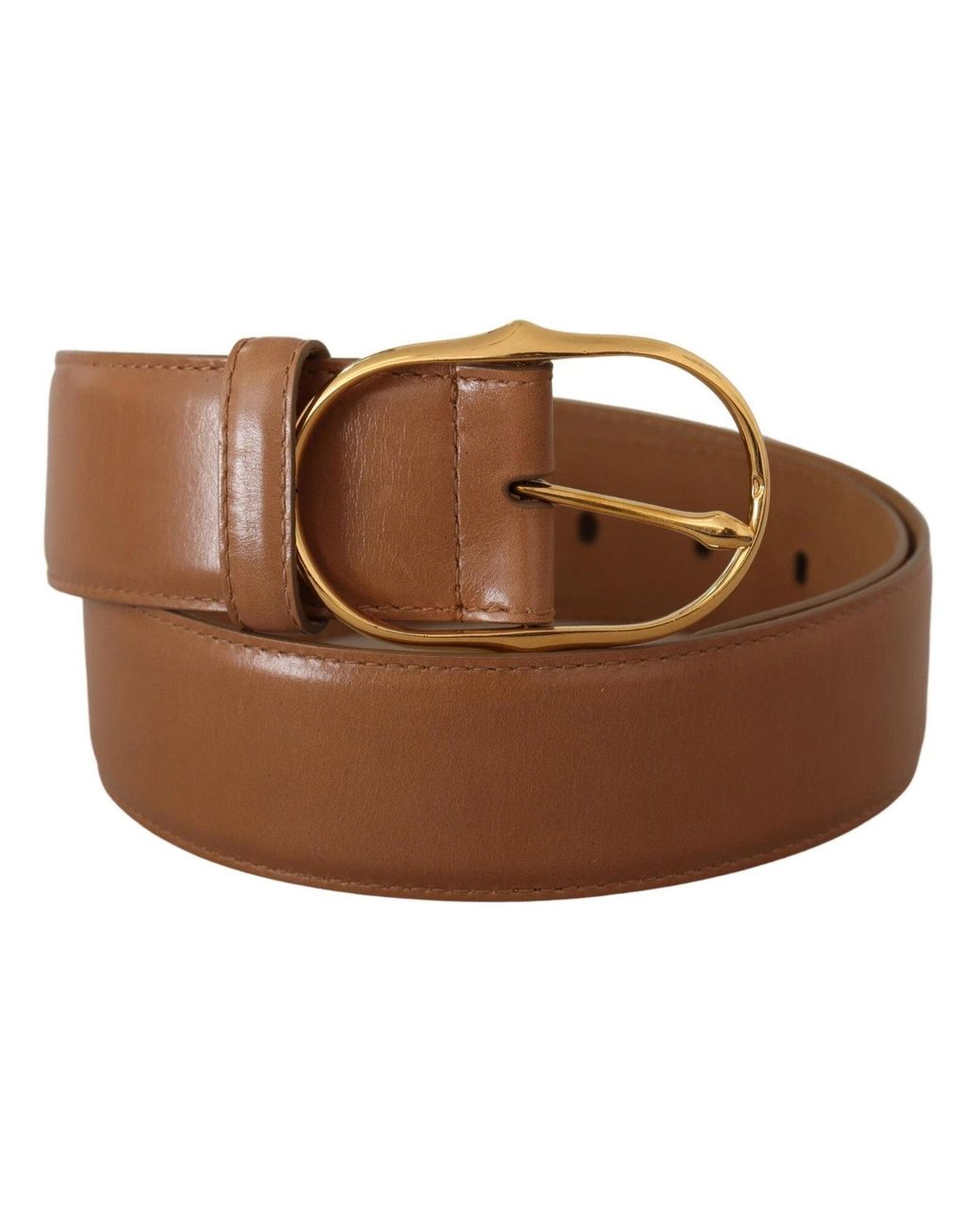 CoSTUME NATIONAL Black Brown Leather Gold Metal Oval Buckle Belt