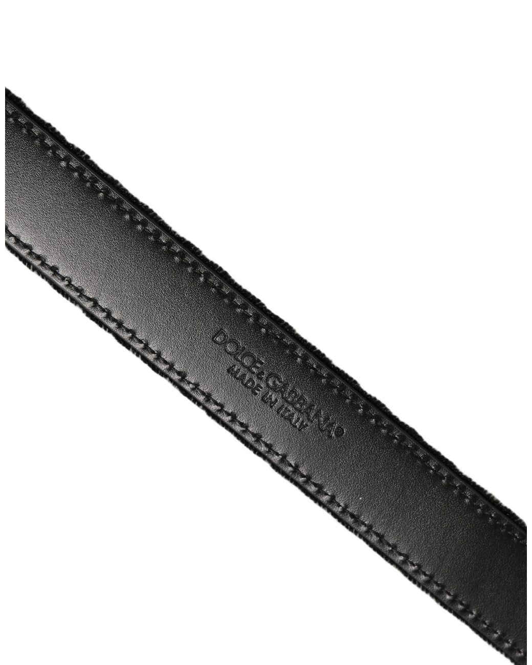 Dolce & Gabbana Black Velvet Tone Metal Buckle Belt Leather for men
